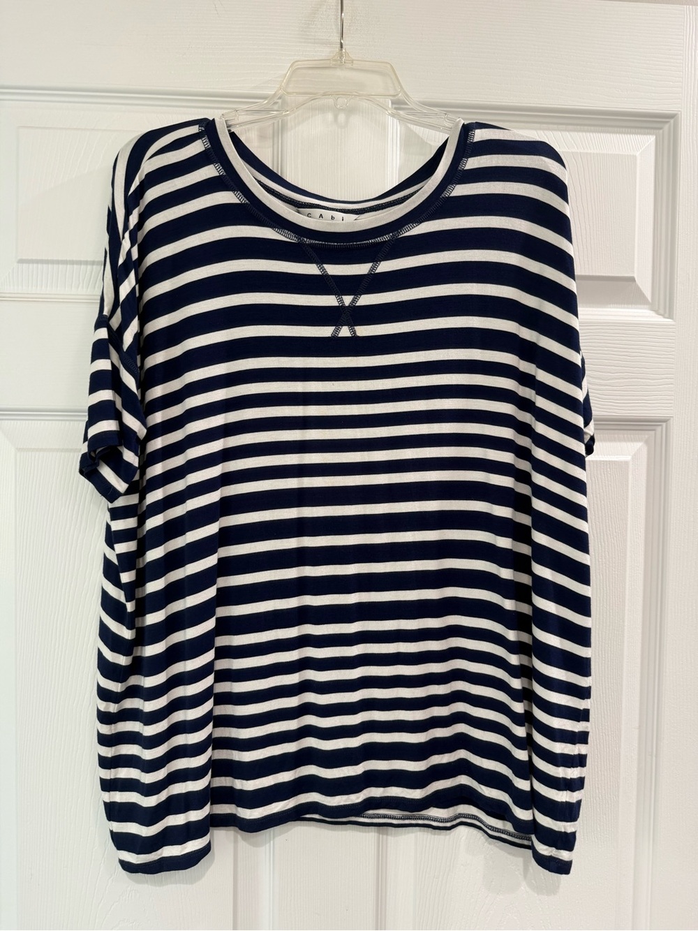 Cabi #769 Sailing Striped Blue & White Oversized Top shirt Womens small dolman